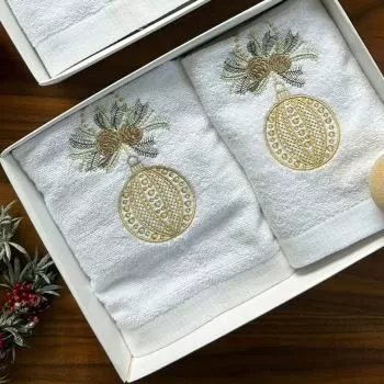 imagem de  Kit Lavabo e Rosto Natalino Bola Dourada 2 peas - Marken Fassi