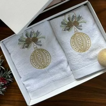 imagem de  Kit Lavabo e Rosto Natalino Bola Dourada 2 peças - Marken Fassi