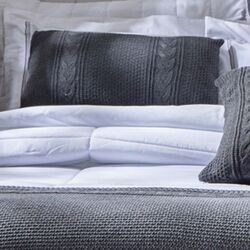 Almofada Avulsa Retangular 35x55cm Tricot Ermont Chumbo Mescla