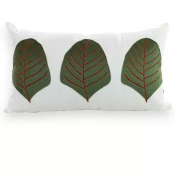 imagem de Almofada Baguete Sarja Folhas 960-04 35x52cm - Catran
