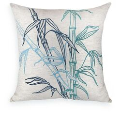 Almofada Decorativa Linho Borbado Fino Bambú 52x52cm Azul/160-11