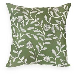 imagem de Almofada Decorativa Linho Bordado com Pesponto Folhagem 52x52cm - Catran