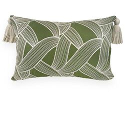 Almofada Decorativa Linho Bordado com Pesponto Geo 35x58cm Verde/187-06