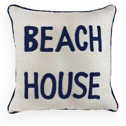 imagem de Almofada Decorativa Linho Cru com Bordado Manual Beach House 52x52cm - Catran