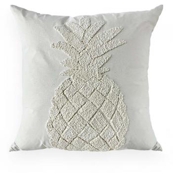 imagem de Almofada Decorativa Sarja Bordado Boucle Abacaxi 52x52cm - Catran