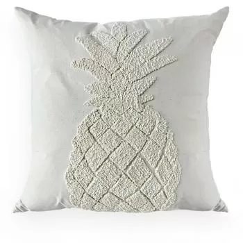 imagem de Almofada Decorativa Sarja Bordado Boucle Abacaxi 52x52cm - Catran