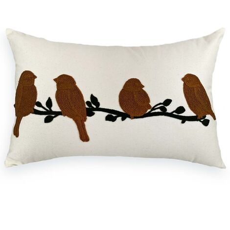 imagem do produto Almofada Decorativa Sarja com Bordado Chenille Pssaros 35x52cm - Catran