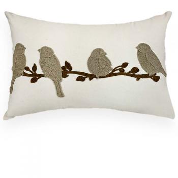 imagem de Almofada Decorativa Sarja com Bordado Chenille P�ssaros 35x52cm - Catran