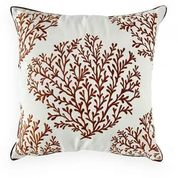 imagem de Almofada Decorativa Sarja com Bordado Fino Coral 52x52cm - Catran