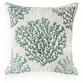 imagem de Almofada Decorativa Sarja com Bordado Fino Coral 52x52cm - Catran