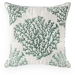 Almofada Decorativa Sarja com Bordado Fino Coral 52x52cm Turquesa/031-22