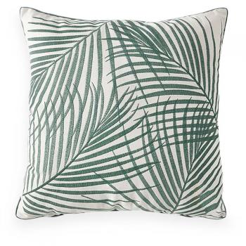 imagem de Almofada Decorativa Sarja com Bordado Fino Folhagem 52x52cm - Catran