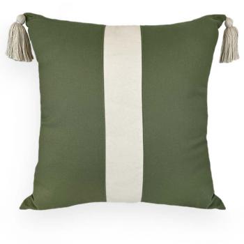 imagem de Almofada Decorativa Sarja com Linho e Pingente 52x52cm - Catran