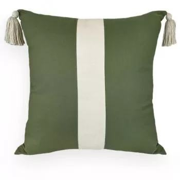 imagem de Almofada Decorativa Sarja com Linho e Pingente 52x52cm - Catran