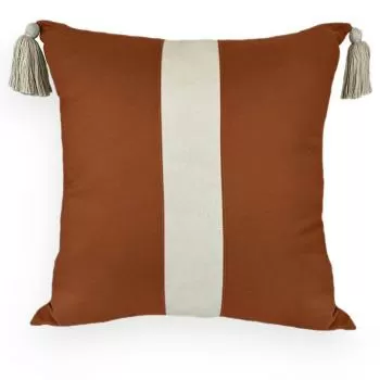 imagem de Almofada Decorativa Sarja com Linho e Pingente 52x52cm - Catran