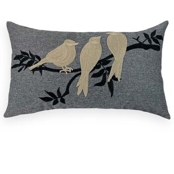 imagem de Almofada Linho Bordado Chenille P�ssaro 25x52cm 165-20 - Catran