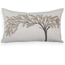 Almofada Linho Bordado Fino Arvore 270-02 35x52cm Bege