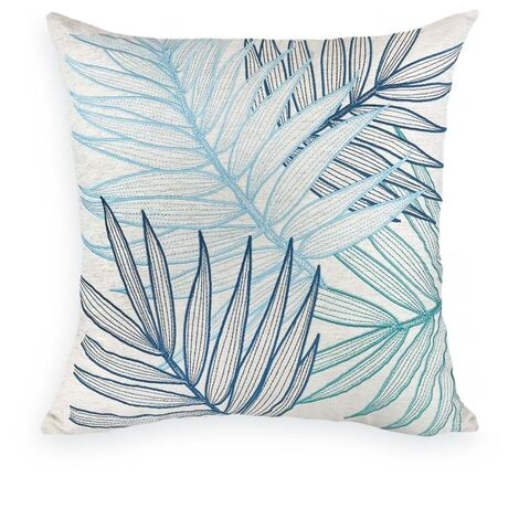 imagem do produto Almofada Linho Cru Borbado Fino Folhas 52x52cm - Catran