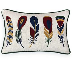 Almofada Linho Cru Bordada 147-09 35x52cm Vermelha