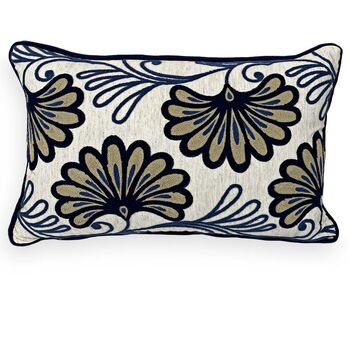 imagem de Almofada Linho Cru Bordado Chenille 35x52cm 126-09 - Catran