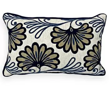 imagem de Almofada Linho Cru Bordado Chenille 35x52cm 126-09 - Catran