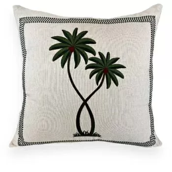 imagem de Almofada Linho Cru Bordado Fino Coqueiro 52x52cm 120-08 - Catran