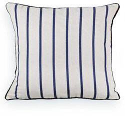 Almofada Linho Cru Listras 52x52cm Azul/424-92