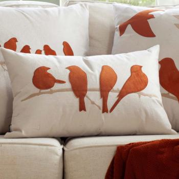 imagem de Almofada Veludo Bordada P�ssaros 35x52cm - Catran