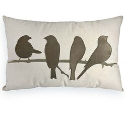 Almofada Veludo Bordada Pássaros 35x52cm Castanho/700-30