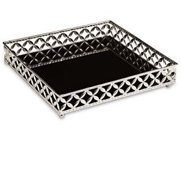 Bandeja Decorativa Quadrada Metal 11418 Grande Prata