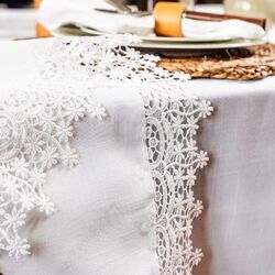 Caminho de Mesa Redondo 135cm 9018 Branco