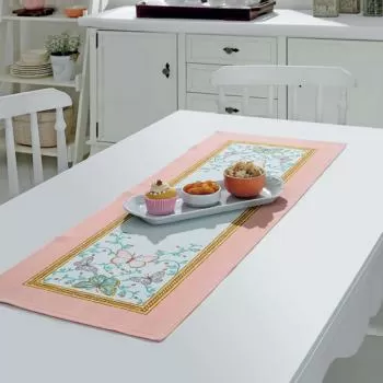 imagem de Caminho de Mesa Retangular 35x100cm Athenas Borboletas 01 - Dohler