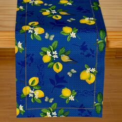 Caminho de Mesa Retangular 40x140cm Glamour Sicilia Azul/Amarelo