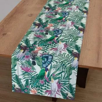 imagem de Caminho de Mesa Retangular 40x85cm Glamour Pássaros - Catran
