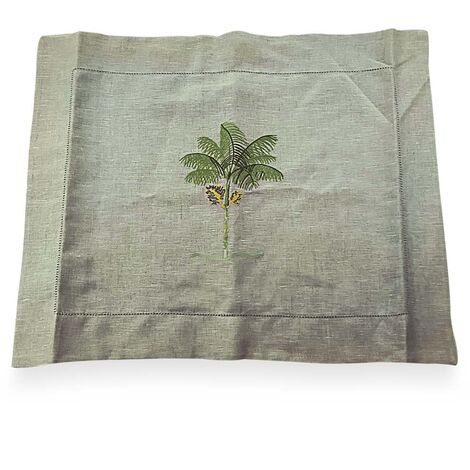 imagem do produto Capa de Almofada Avulsa Bordada Linho Palmeira 30x40cm - Catran