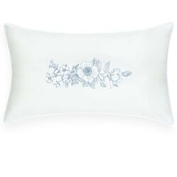 Capa de Almofada Bordada 300 Fios Limoges 35x60cm Branca/Azul