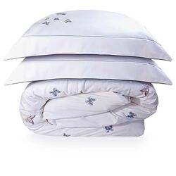 Capa de Edredom (Duvet) King 300 Fios Borboleta Branco/Cinza