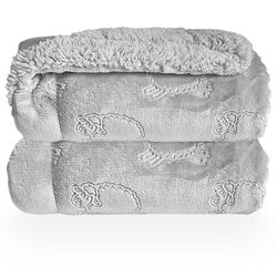 Cobertor Bebê Plush Sherpa Ferrete Cinza