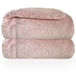 Cobertor Bebê Plush Sherpa Ferrete Rosa