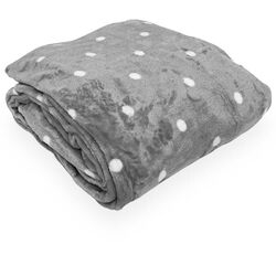 Cobertor Casal Toque de Seda Poá Prata/Branco