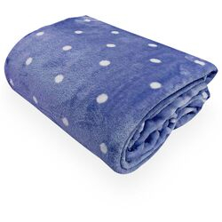 Cobertor Infantil Toque de Seda Poá Azul/Branco