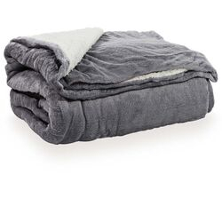 Cobertor King Microfibra Plush Liso Sherpa Titanium