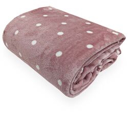 Cobertor Queen Toque de Seda Poá Rosa/Branco