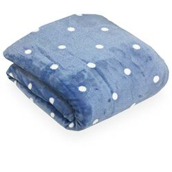 Cobertor Solteiro Toque de Seda Poá Azul/Branco