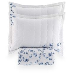 Colcha Casal 200 Fios Azuri Branca/Azul