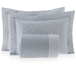 Colcha Casal 200 Fios Vintage Estrela Cinza