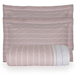 Colcha Casal 200 Fios Vintage Listras Rosé/2542