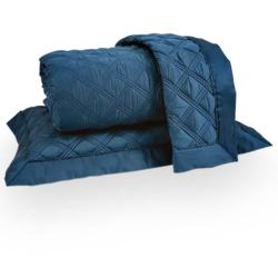 Colcha Casal 300 Fios Milão Azul Mediterrâneo