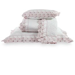 Colcha Casal com almofada 300 Fios Camille Branca/Rose
