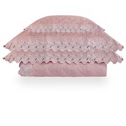Colcha Casal com almofada 300 Fios Camille Rose/Branco
